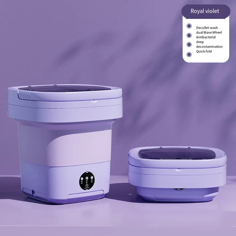 Compact Folding Ultrasonic Travel Laundry Washing Machine | Bowlift