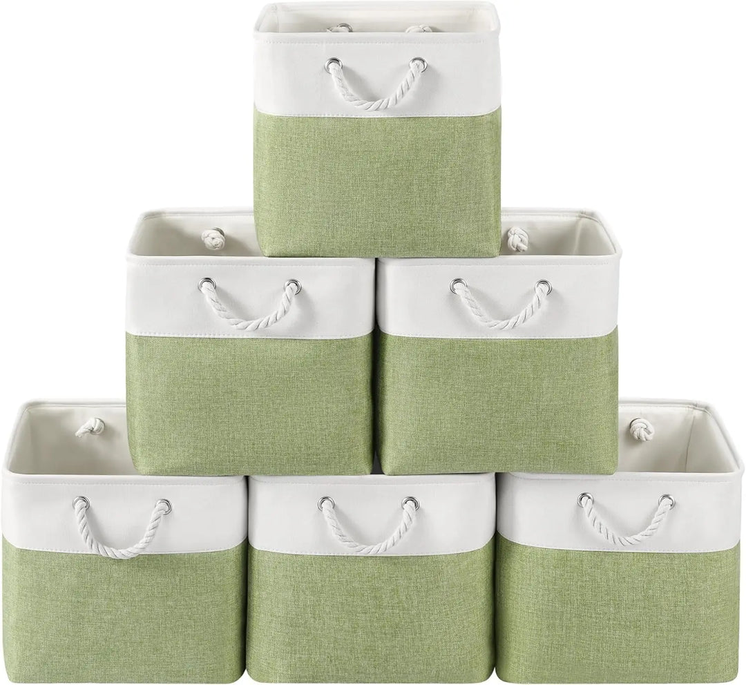 BowLift | Set of 6 Foldable Fabric Cube Storage Boxes with Rope Handles – Nadir