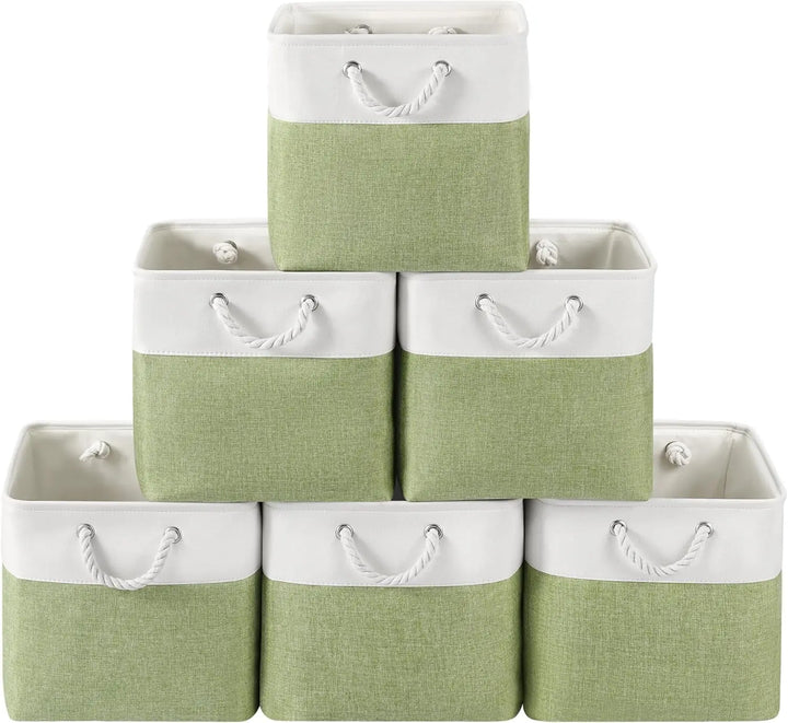 BowLift | Set of 6 Foldable Fabric Cube Storage Boxes with Rope Handles – Nadir