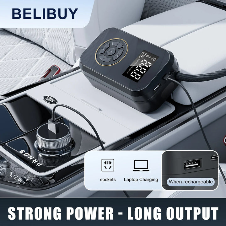 BowLift | AirVolt Go Compressor | Wireless & Rechargeable | Tire Pressure & Power Bank in One | Compact & Mobile
