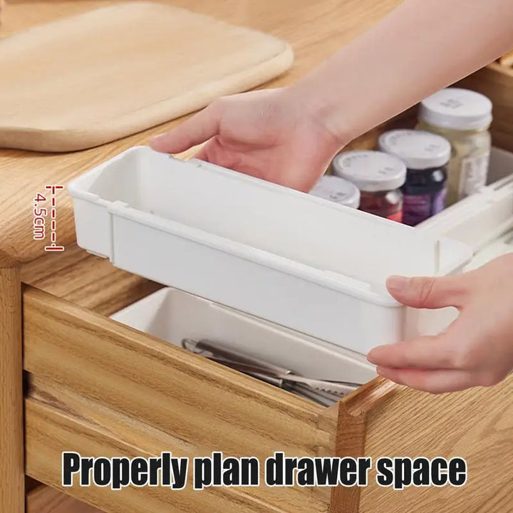 BowLift | FlexiSort Cutlery Tray | Expandable Cutlery Organizer | Flexible & Space-Saving | White