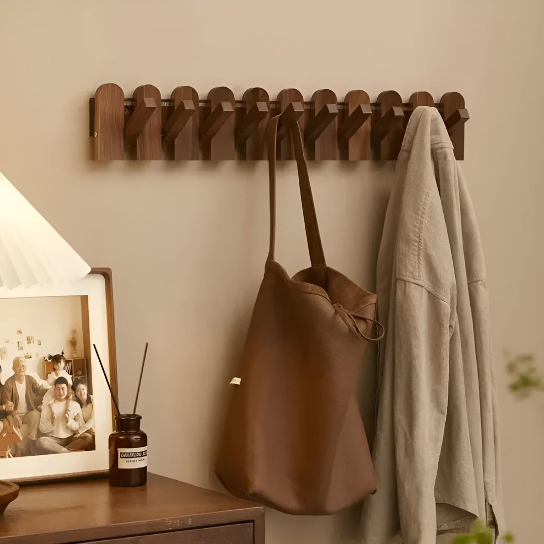 FoldaBowlifte wardrobe rail made of wood – Stylish wall hook rail | Space-saving solution for any room | Bowlift