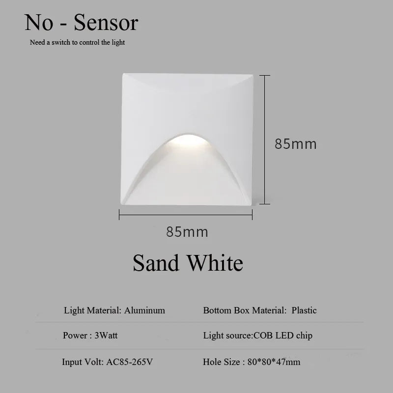 BowLift | Modern waterproof IP65 LED recessed wall lamp for outdoor lighting - 3W embedded step & staircase balcony portal light