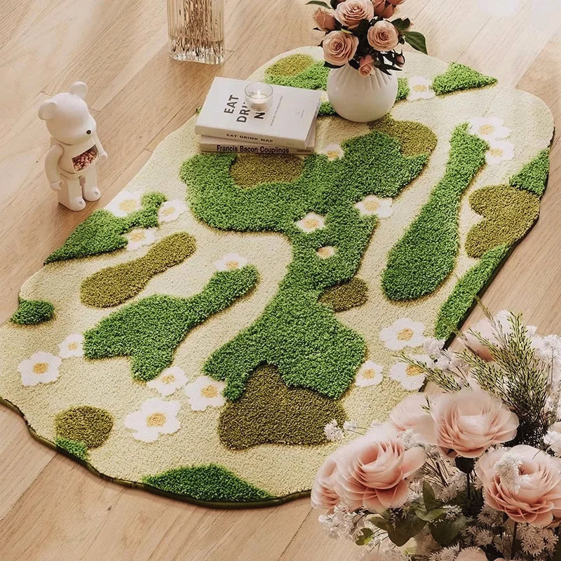 Long Tufting Moss Bedroom Rug | Bowlift