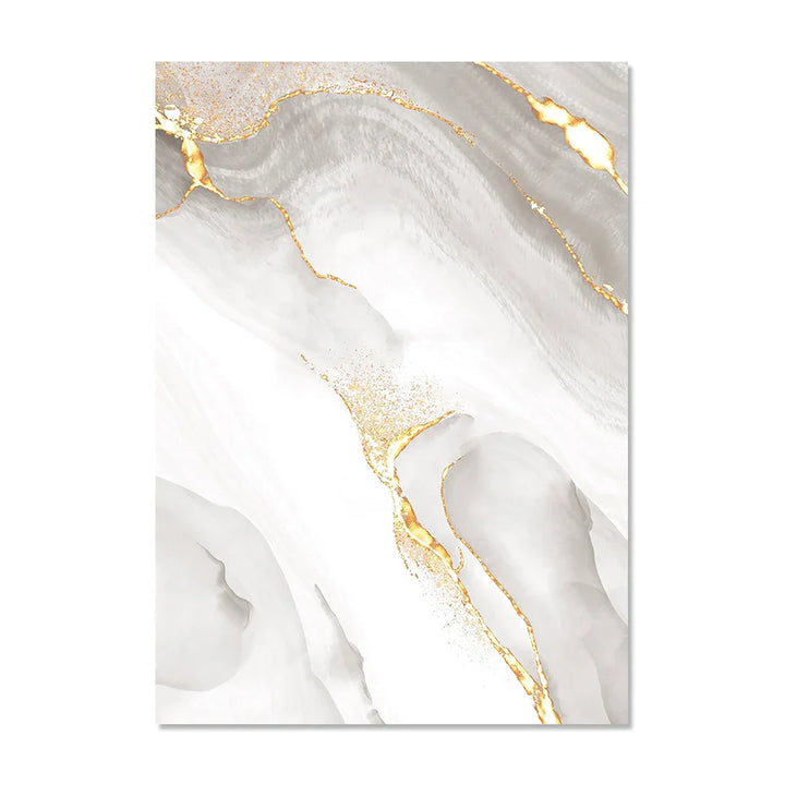 Light Luxury Golden Gray Marble Print Wall Art Fine Art Canvas Prints Posters Abstract Minimalist Pictures For Modern Living Room Decor | Bowlift