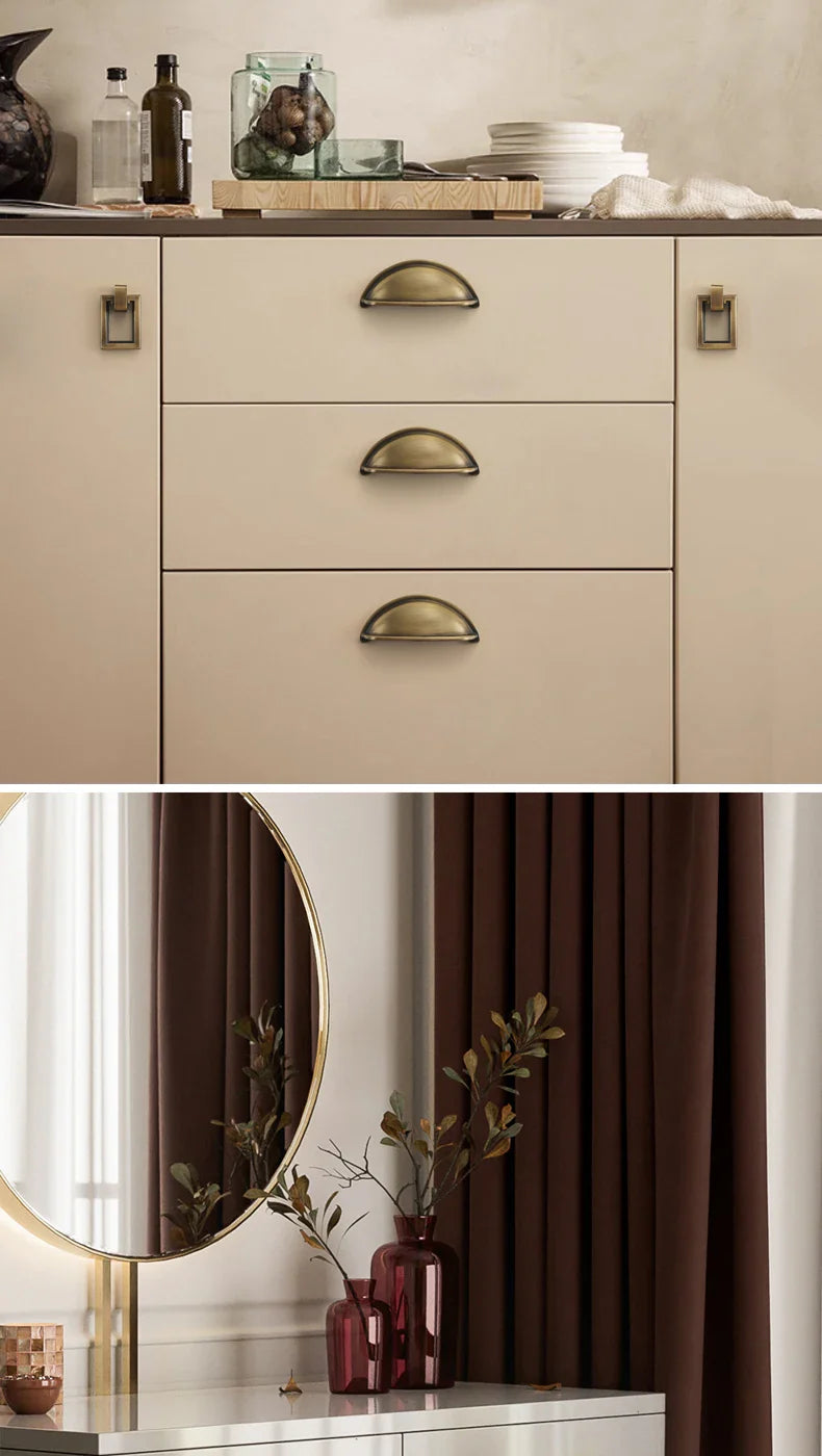 Bronvella ArcRetro Furniture Handle in Antique Copper Bowlift