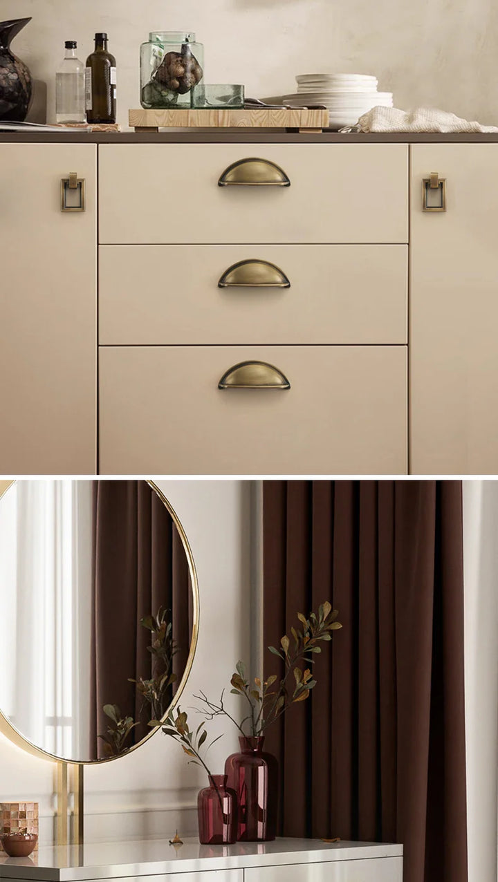 Bronvella ArcRetro Furniture Handle in Antique Copper Bowlift