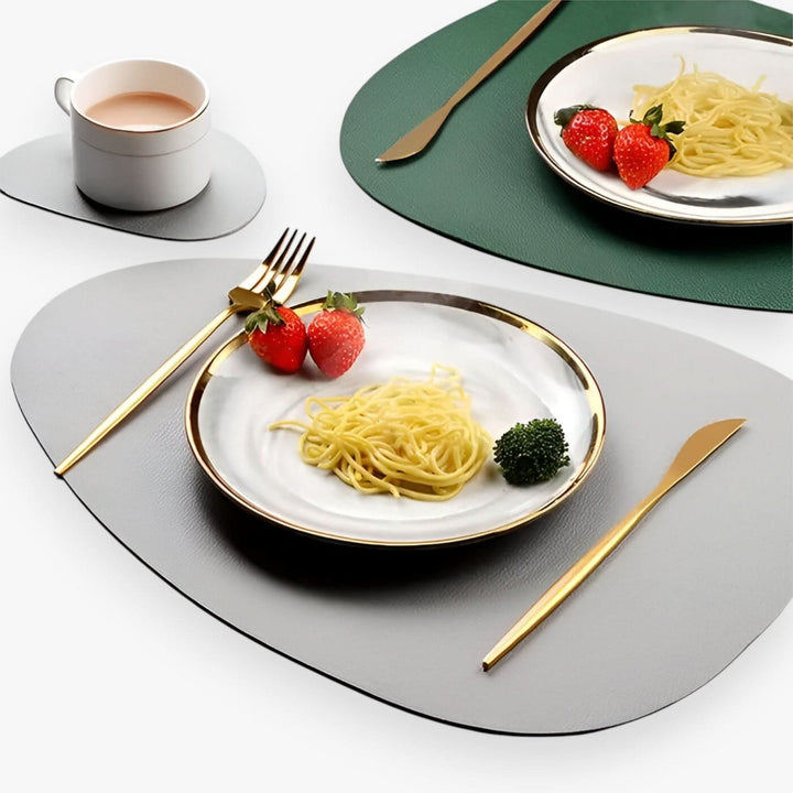 BowLift | Reversible Waterproof Faux Leather Dining Table Placemat Set