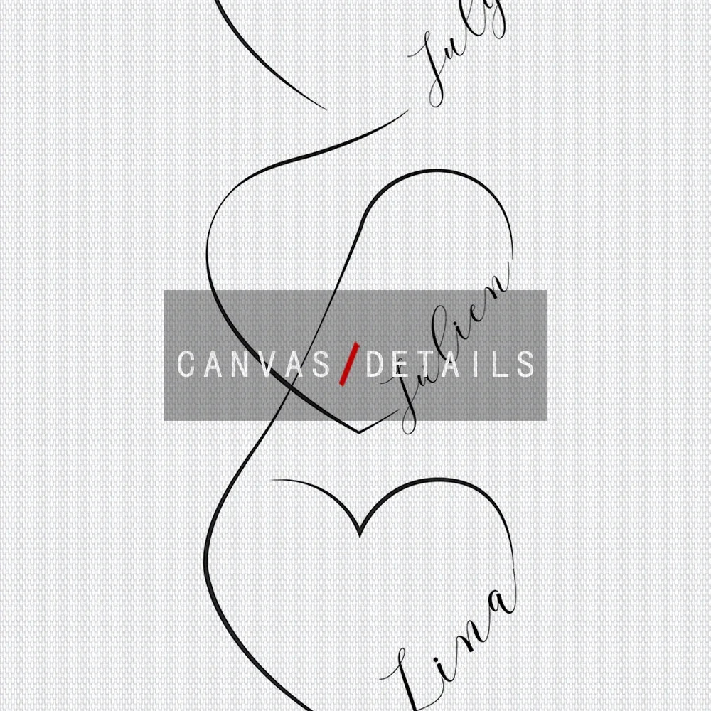 Personalized Love Heart Couples Names Poster Wall Art Black White Fine Art Canvas Prints Simple Pictures For Bedroom Living Room Wall Decor | Bowlift