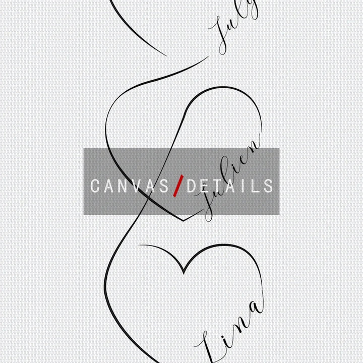 Personalized Love Heart Couples Names Poster Wall Art Black White Fine Art Canvas Prints Simple Pictures For Bedroom Living Room Wall Decor | Bowlift