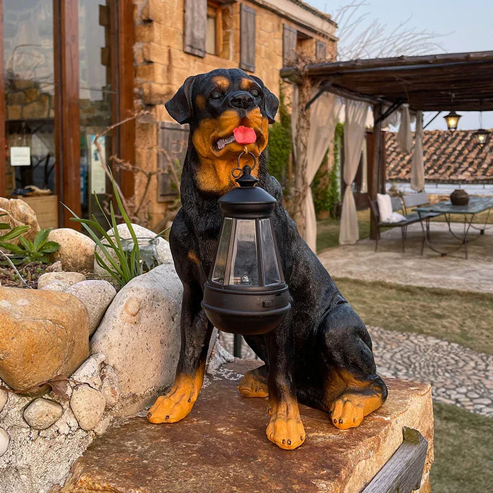 BowLift | Solar-Powered Outdoor Resin Dog Statue Lamp