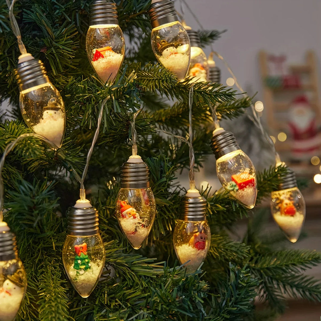 BowLift | LED Snowball String Lights “FrostyGlow” | 2 m | 10 LEDs | Battery operated | Christmas & New Year's decoration