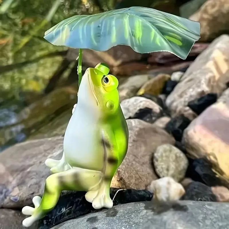 BowLift | Frog on Lotus Leaf Figure for Aquarium Garden Decoration and Balcony Decoration