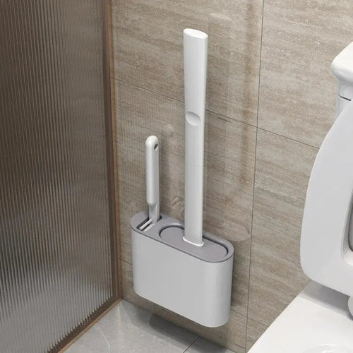 BowLift | Toilet Brush HygieBrush DuoClean | 2-in-1 Silicone Toilet Brush Set with Wall Mount | Antibacterial & Space-Saving