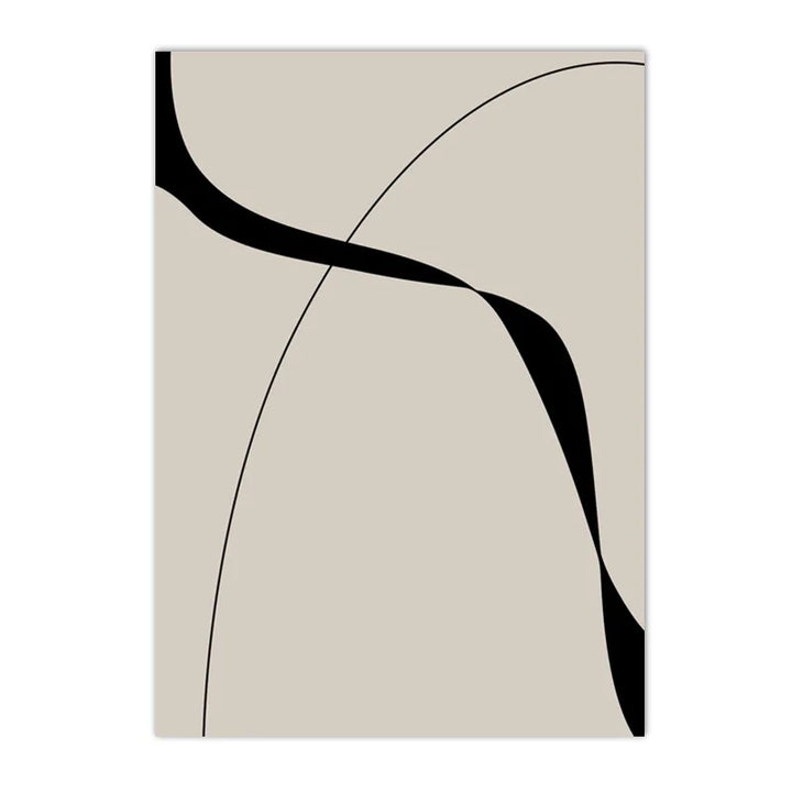 Modern Abstract Black Shape & Line Minimalist Wall Art Fine Art Canvas Prints Pictures For Modern Apartment Living Room Bedroom Art Decor | Bowlift