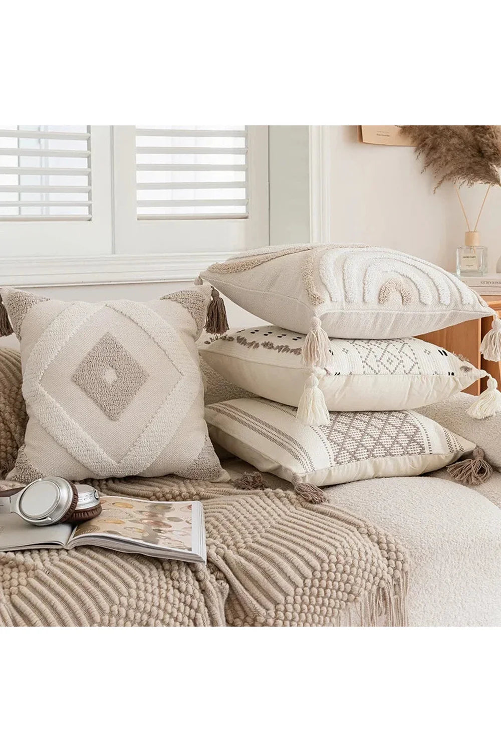 Tufted Beige Cushion Cover | Bowlift
