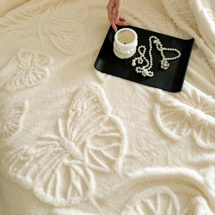 BowLift | Fleurière Flannel Blanket | 3D Butterfly Design | Soft & Warming | For Bed, Sofa & Camping