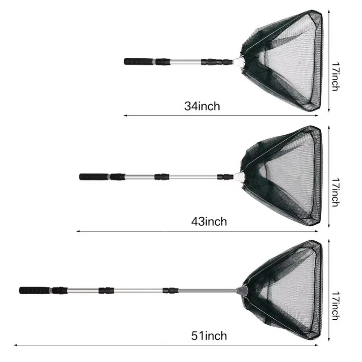 BowLift | Aluminum Alloy Telescopic Folding Fishing Net with Retractable Handle 51 Inch