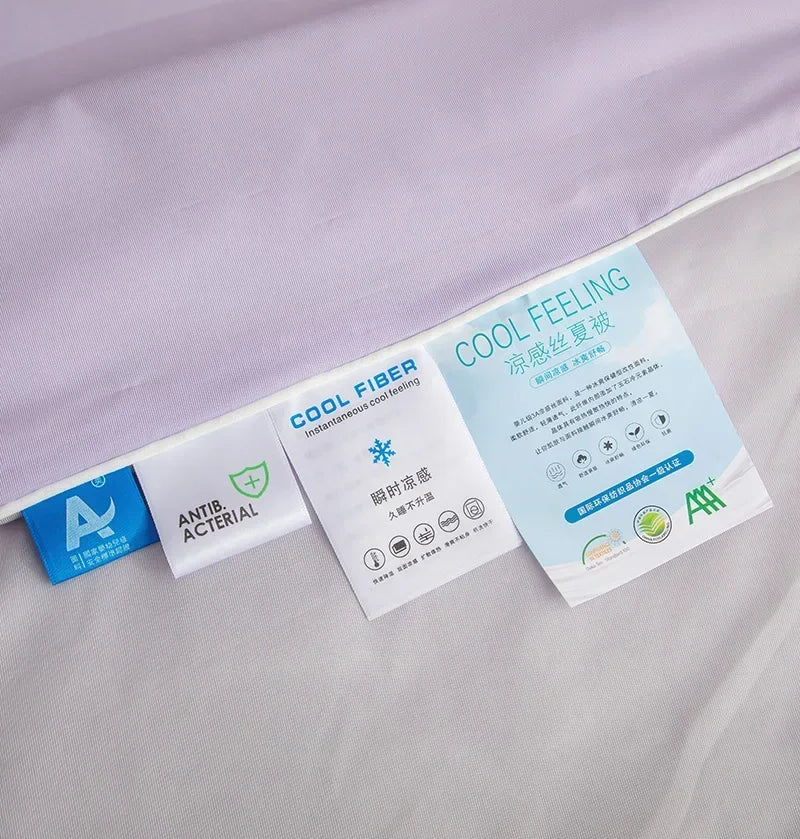 Air Condition Summer Comforter — Pure Color Ice Silk Cooling Blanket, Lightweight & Smooth Twin/King Size Quilt | Bowlift