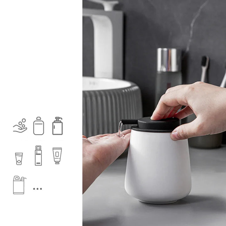 CeramiLux 300 ml Luxury Soap Dispenser made of Ceramic – for Soap, Shampoo, Conditioner or Lotion Bowlift