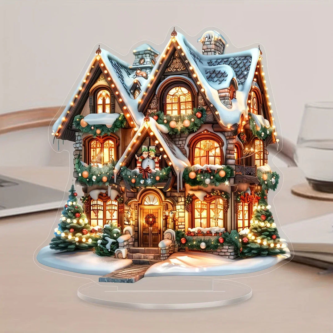 BowLift | Frostovia | Christmas figure | Acrylic decoration reindeer sleigh with Santa Claus | 2D design | Festive table & party decoration 2025