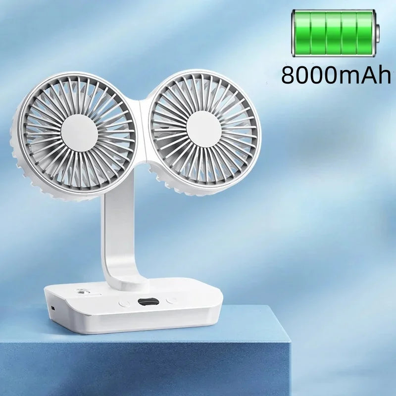 Adjustable Double-Head Portable Table Fan Night Lamp | Bowlift