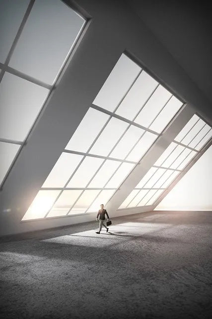 Modern Geometric Architectural Landscapes Wall Art Fine Art Canvas Prints Pictures For Studio Home Office Foyer Inspirational Art Decor | Bowlift