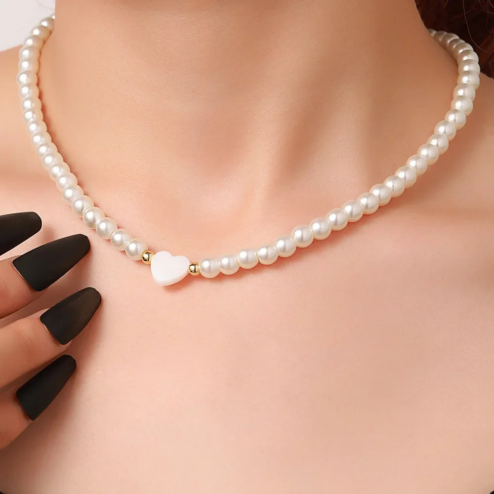 BowLift | Classy Pearl Heart Choker Necklace