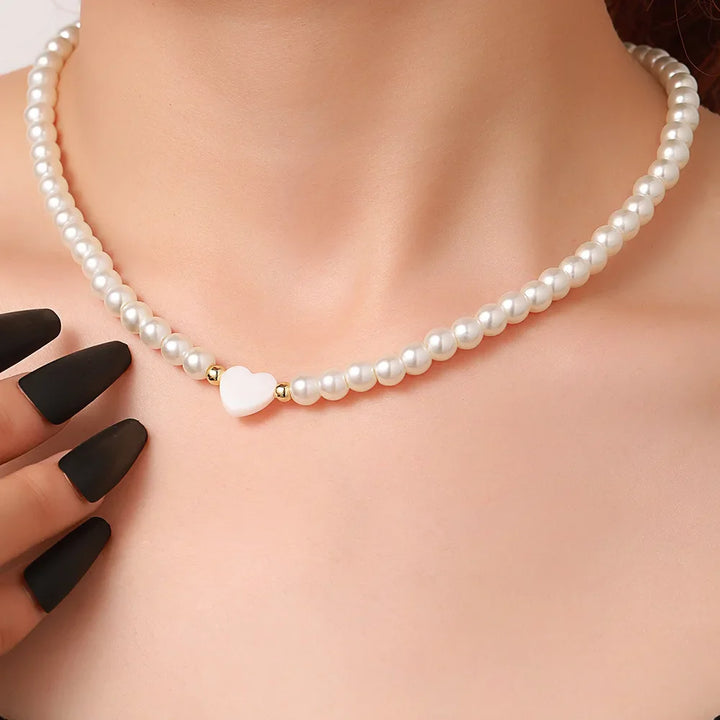 BowLift | Classy Pearl Heart Choker Necklace