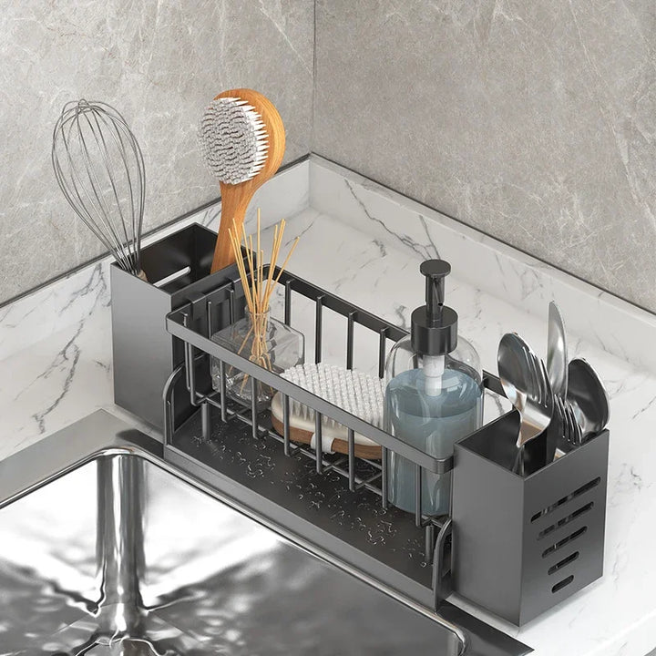 BowLift | Ordinaqua Sink Organizer Shelf | Self-draining | Holder for Sponge, Soap & Cloth | Expandable & Hygienic | ABS Plastic