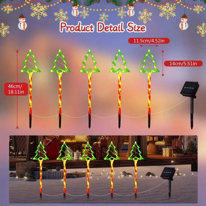 BowLift | Solavine | Solar Garden Lights Christmas | 5-Piece Set LED Candy Canes | 8 Light Modes | IP65 Waterproof | Decoration for Garden & Path