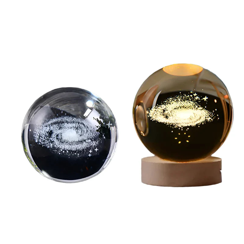 3D Crystal Night Light LED - Starry Sky Projector with Wooden Base, Romantic Lighting for Bedroom & Gifts | Bowlift