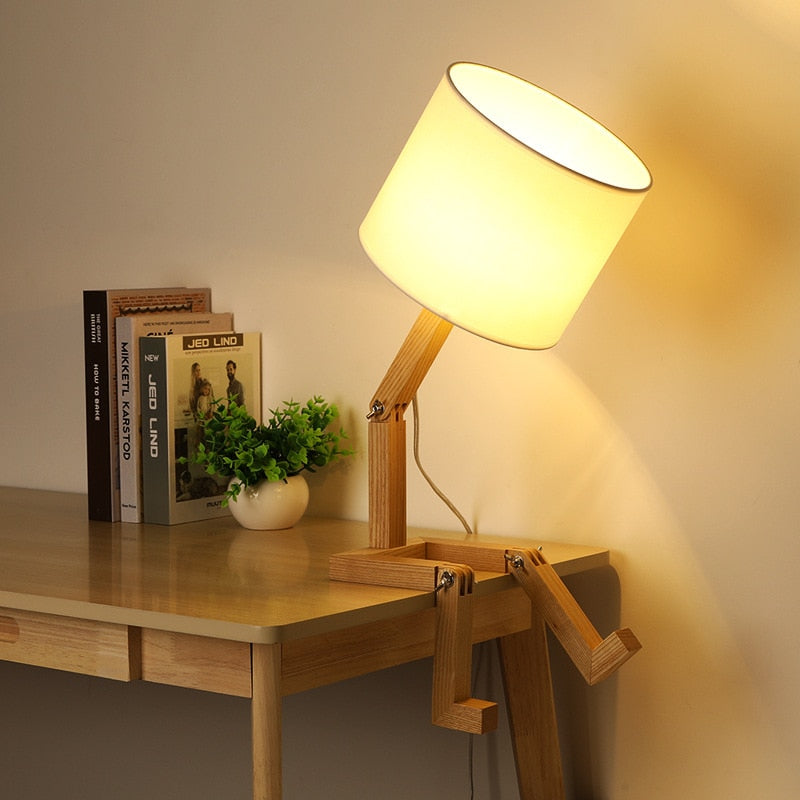 BowLift | Robot Form Wood Table Lamp