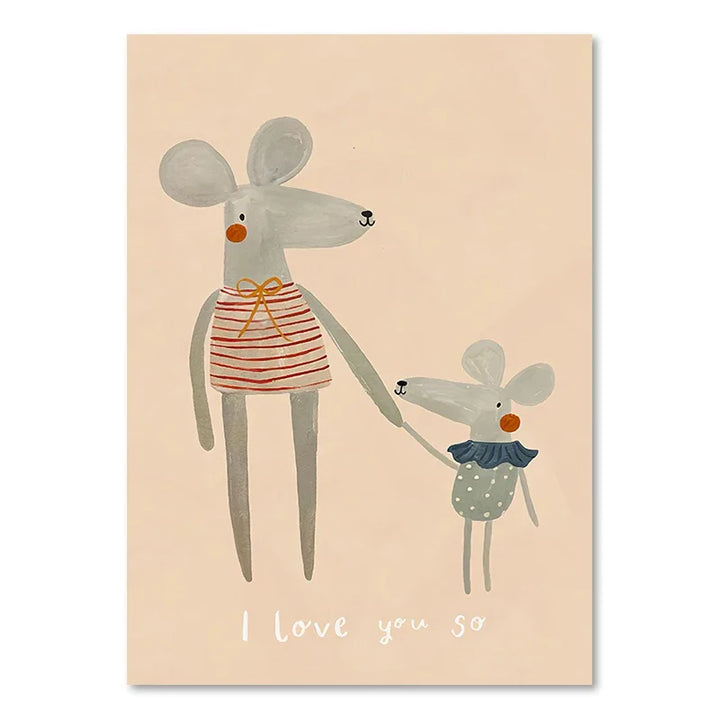Cute Baby Animals Nursery Wall Art Illustrations Fine Art Canvas Prints Geese Mouse Lion Polar Bear Poster Pictures For Baby's Room Wall Decor | Bowlift