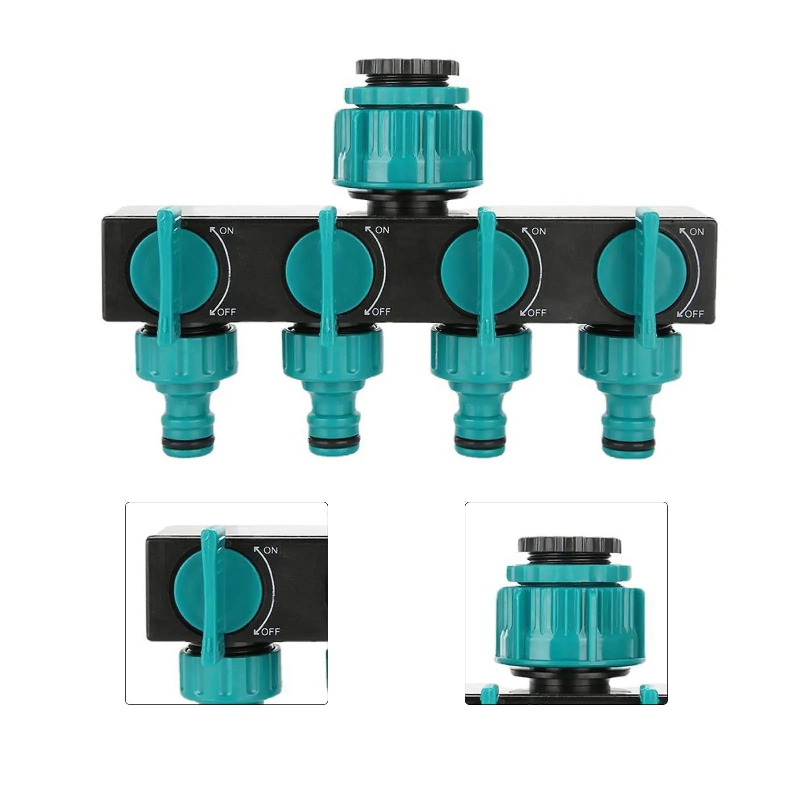 BowLift | AquaSplit 4-Way Distributor | For ½", ¾", 1" Threads | Robust Design | Green-Black