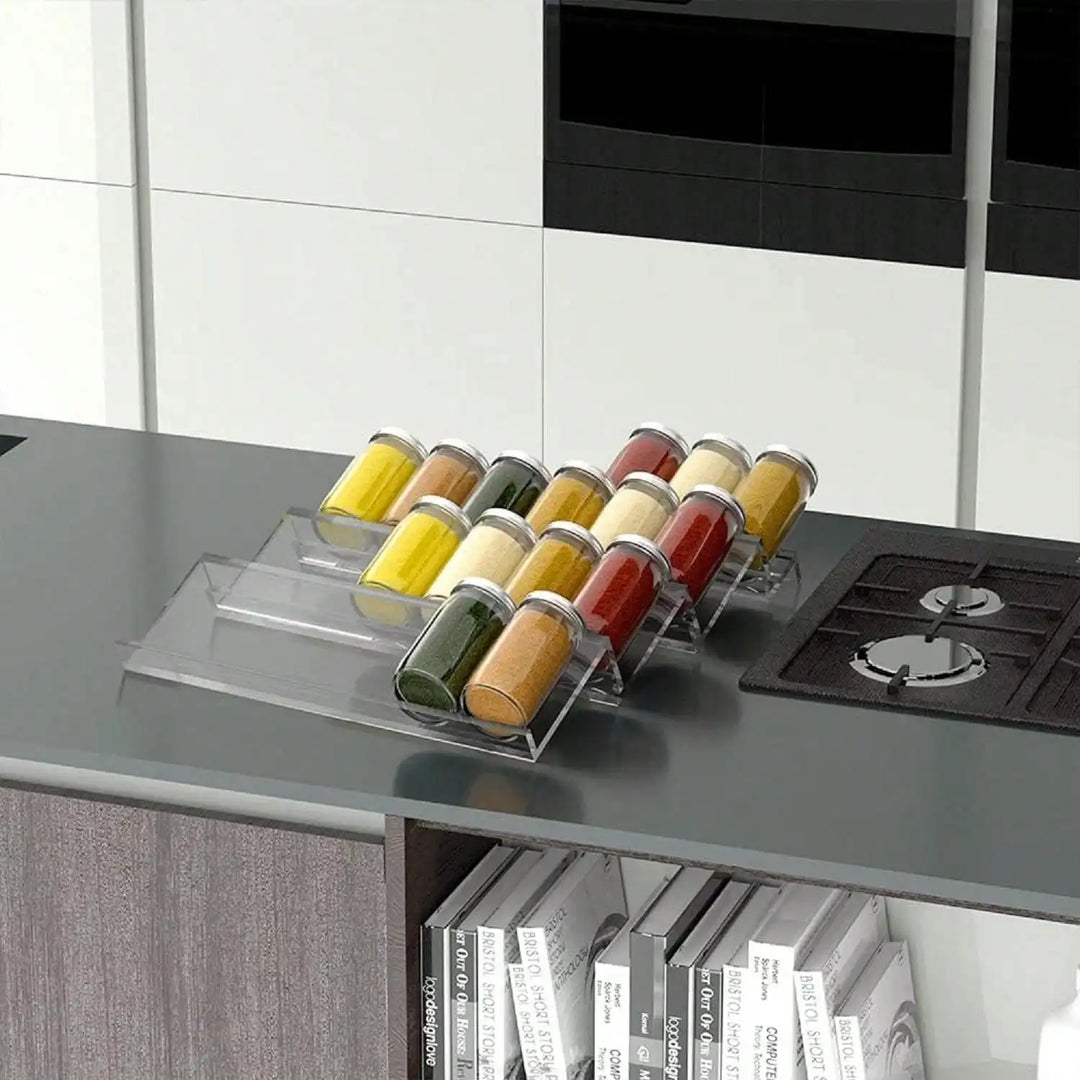 Spice drawer organizer made of acrylic | 2 levels, angled & stackable | Bowlift