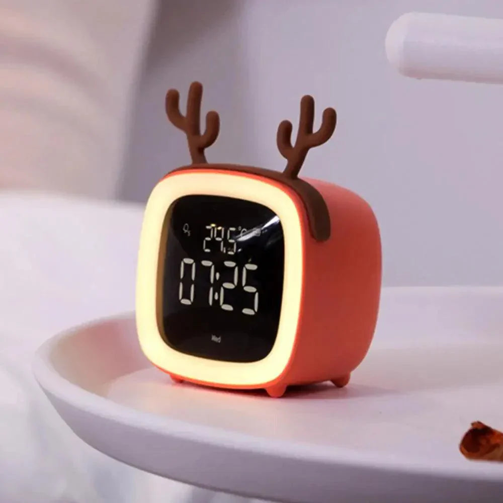 BowLift | Cartoon Bunny LED Alarm Clock with Night Light – Rechargeable, Cute Digital Display for Kids & Bedrooms