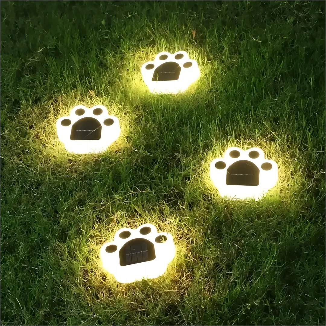 Glowing Paw LED Solar Pathway Outdoor Lights | Bowlift