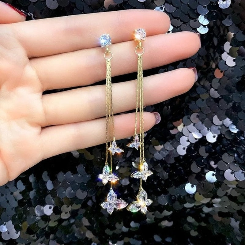 BowLift | Elegant Flower Long Chain Earrings