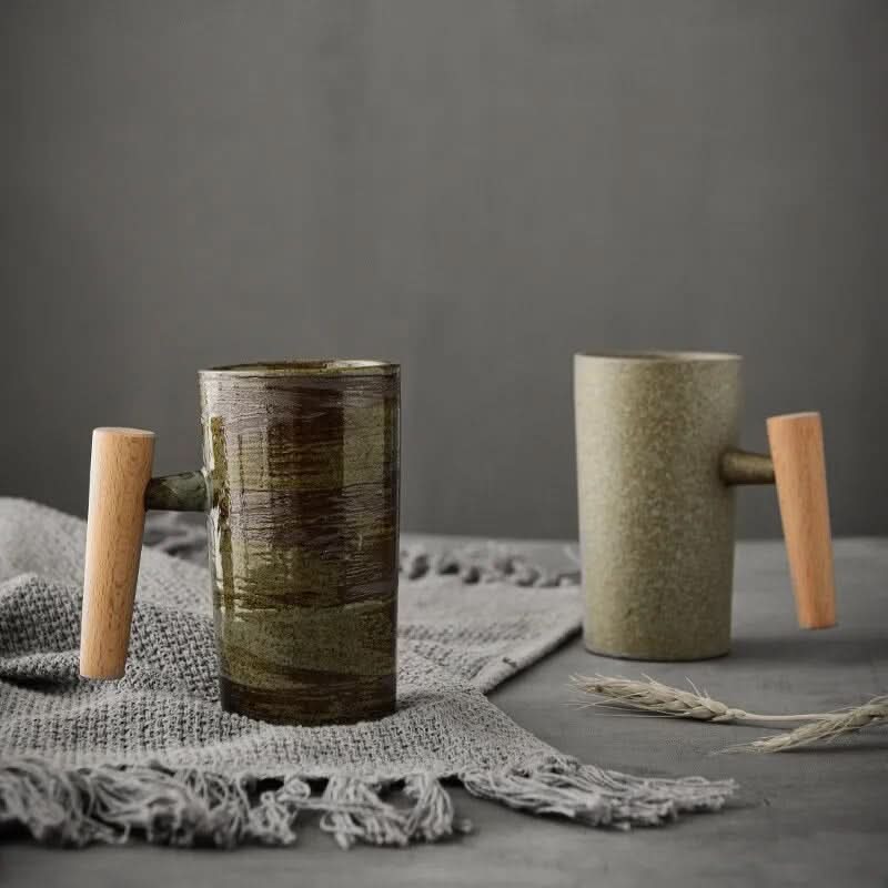 BowLift | Nordic Ceramic Latte Mug with Wood Handle