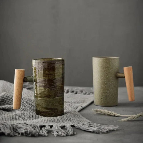 BowLift | ScandiSip Ceramic Mug – Minimalistic Scandinavian Design with Wooden Handle