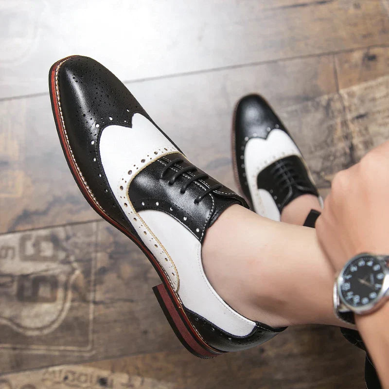 BowLift | Men's Luxury Shoes Brogue Lace-up Casual British Style Contrast Color Oxford Office