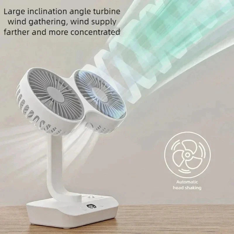 BowLift | Brisano Table Fan Cordless | 8000mAh Battery | 90° Adjustable & 4-Speed Wind | LED Display & USB Charging