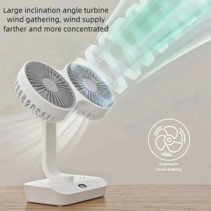 BowLift | Brisano Table Fan Cordless | 8000mAh Battery | 90° Adjustable & 4-Speed Wind | LED Display & USB Charging