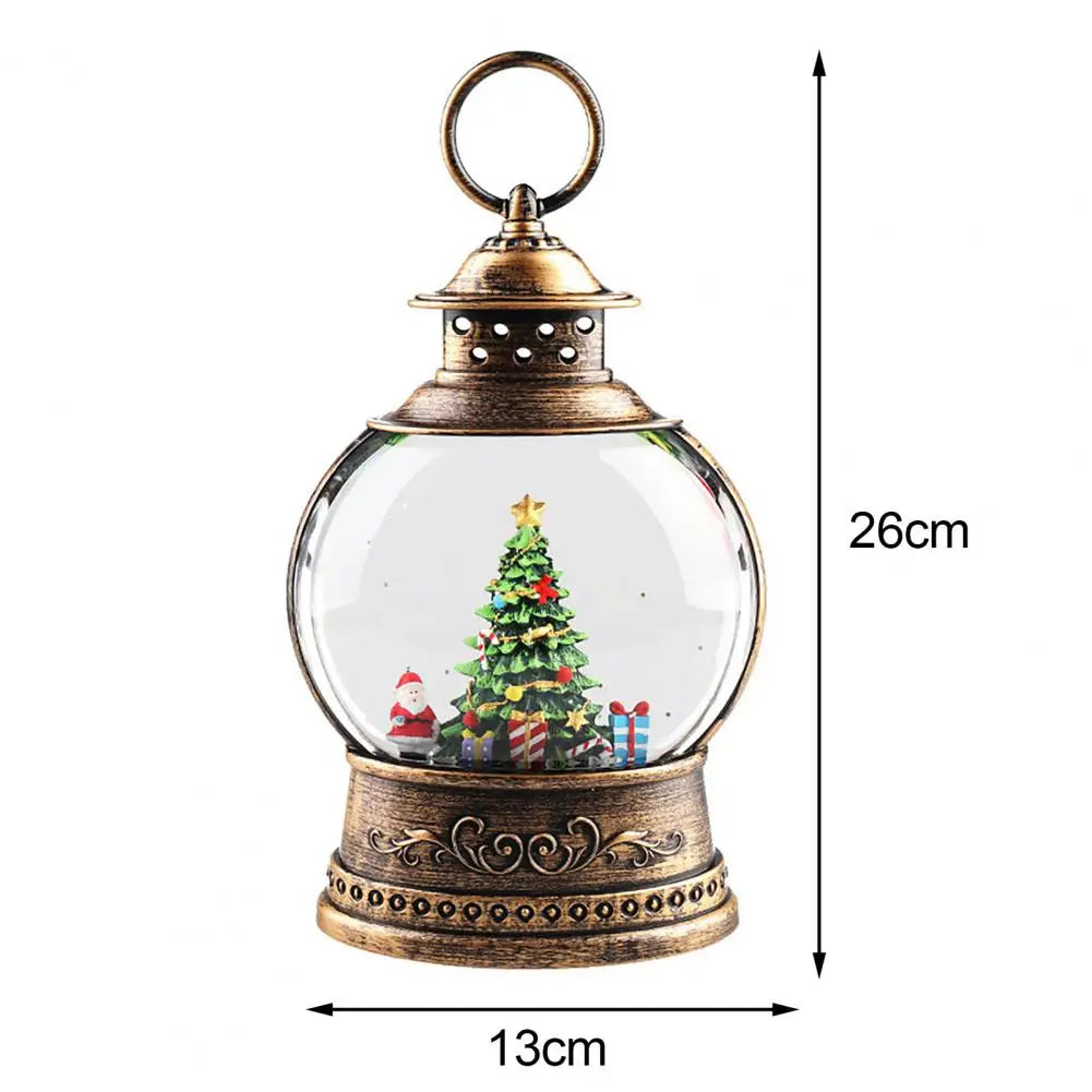 BowLift | Lunavera Christmas Snow Globe Lantern | Music Box with LED Light & Glitter | Vintage Gold Design | USB & Battery Operated | 21–26 cm