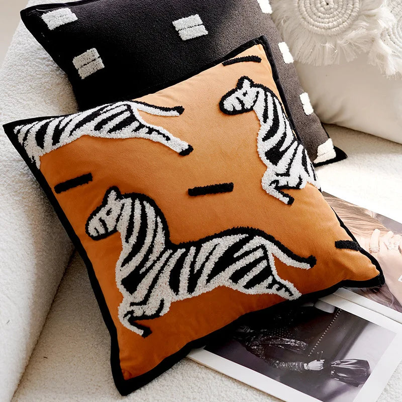 BowLift | Luxury Embroidered Decorative Cushion with Horse Print for Sofa and Living Room