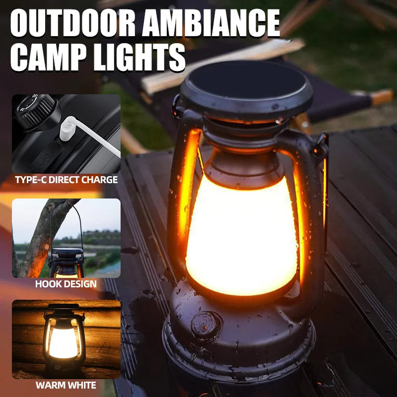 BowLift | Nostalux Retro Lantern | LED Table Lamp with Remote Control | Rechargeable & Decorative | For Home, Camping & Bar