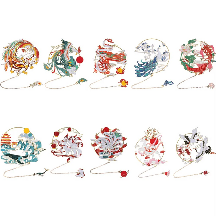 BowLift | Metal Tassel Calligraphy Bookmark – Chinese Style Fan Design for Books and Journals
