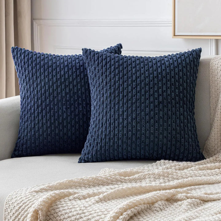 BowLift | Soft Ribbed Velvet Decorative Pillow with Stripes in Boho Style for Sofa and Bed