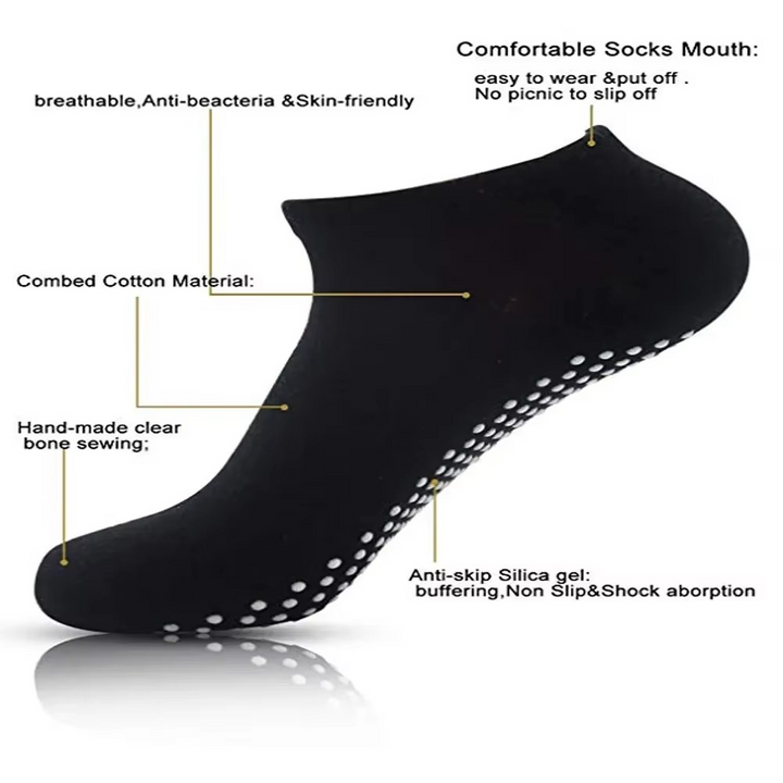 BowLift | Women Anti Slip Cotton Yoga Socks for Trampoline and Sports